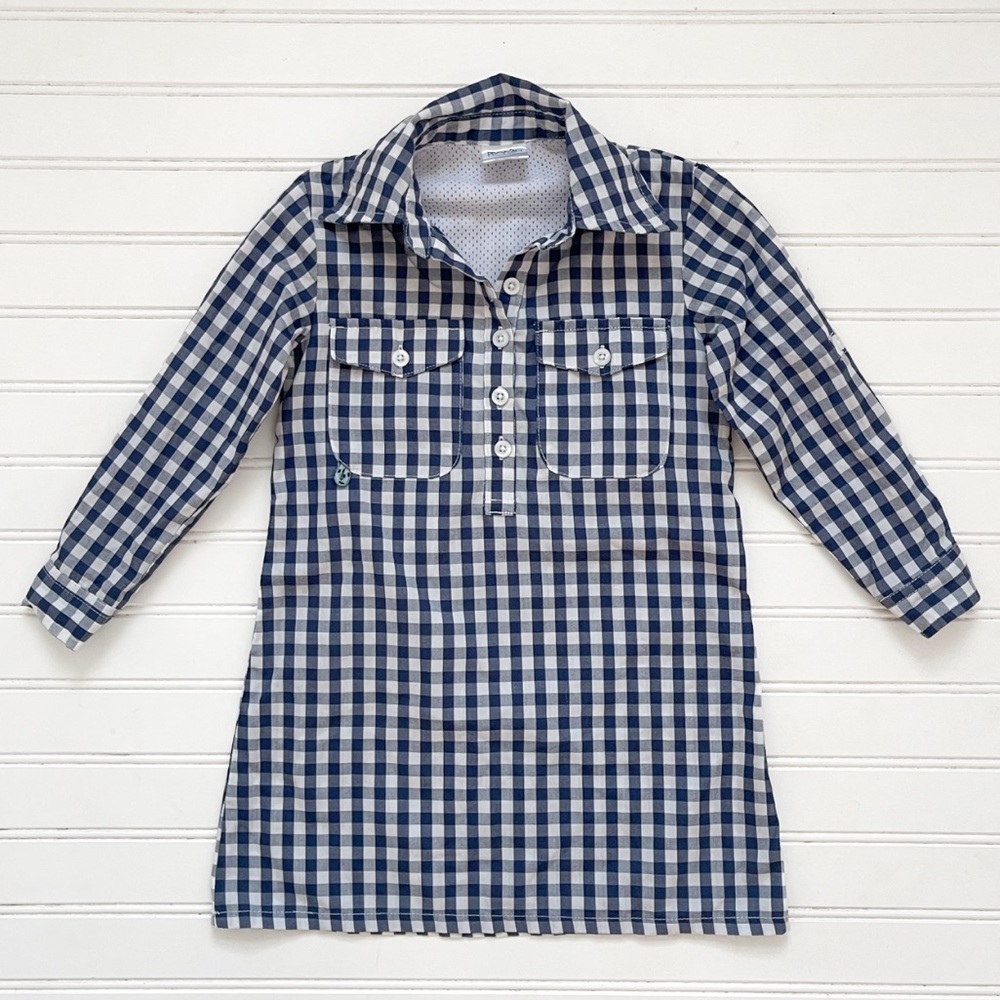 PRODOH Navy Gingham Fishing UPF 50 Performance Style Shirt Dress
